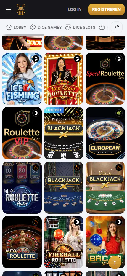slots in de mobiele app PepperMill